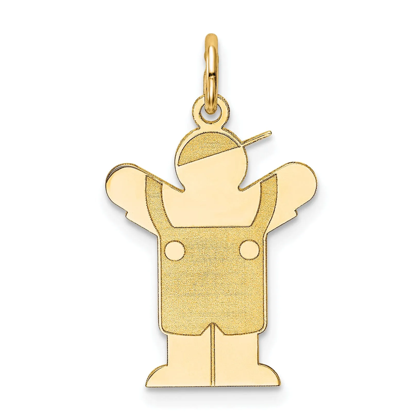 14k Yellow Gold Boy in Overalls With Hat Love Char