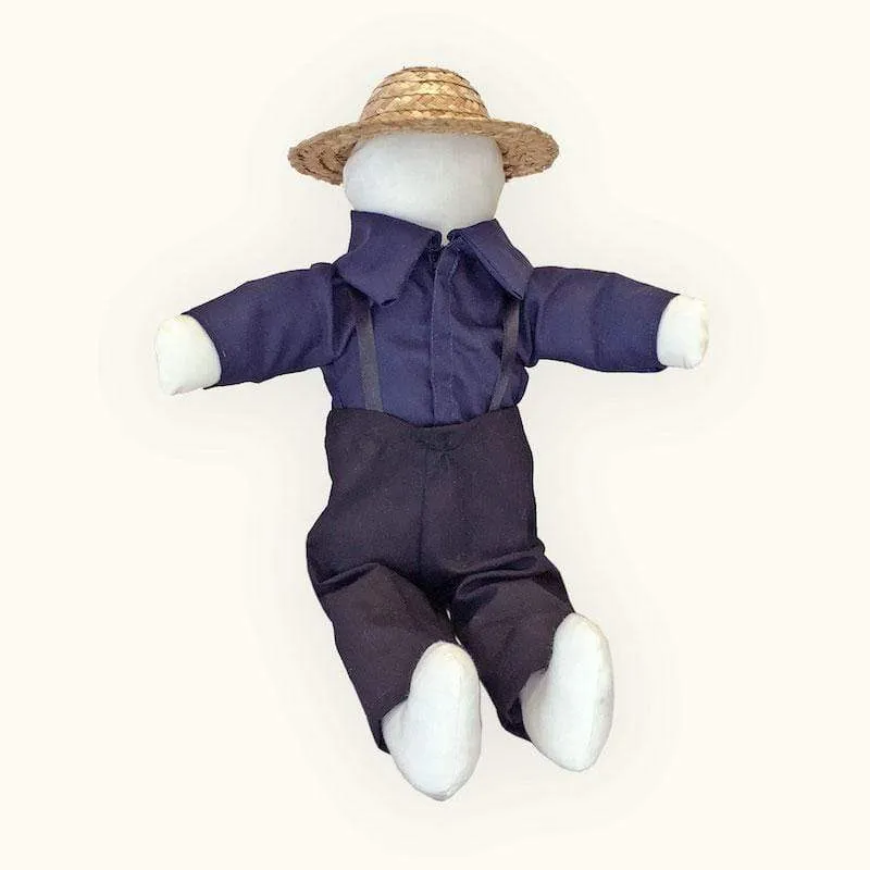 Amish Boy Doll | 18" Handsewn Faceless Doll w/Hat