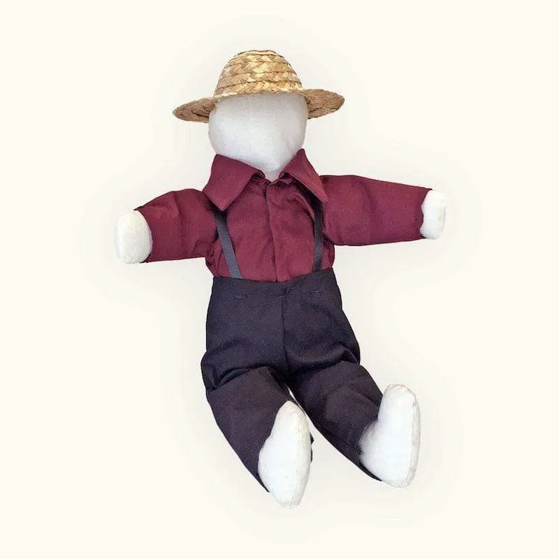 Amish Boy Doll | 18" Handsewn Faceless Doll w/Hat