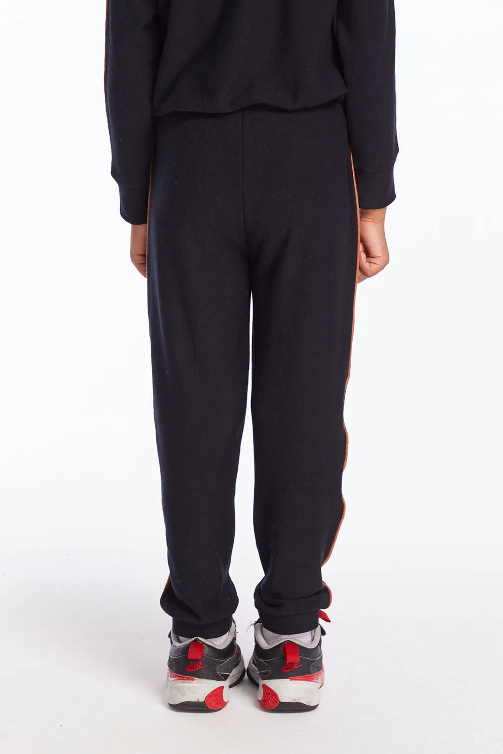 Boys True Black Track Pant with Piping