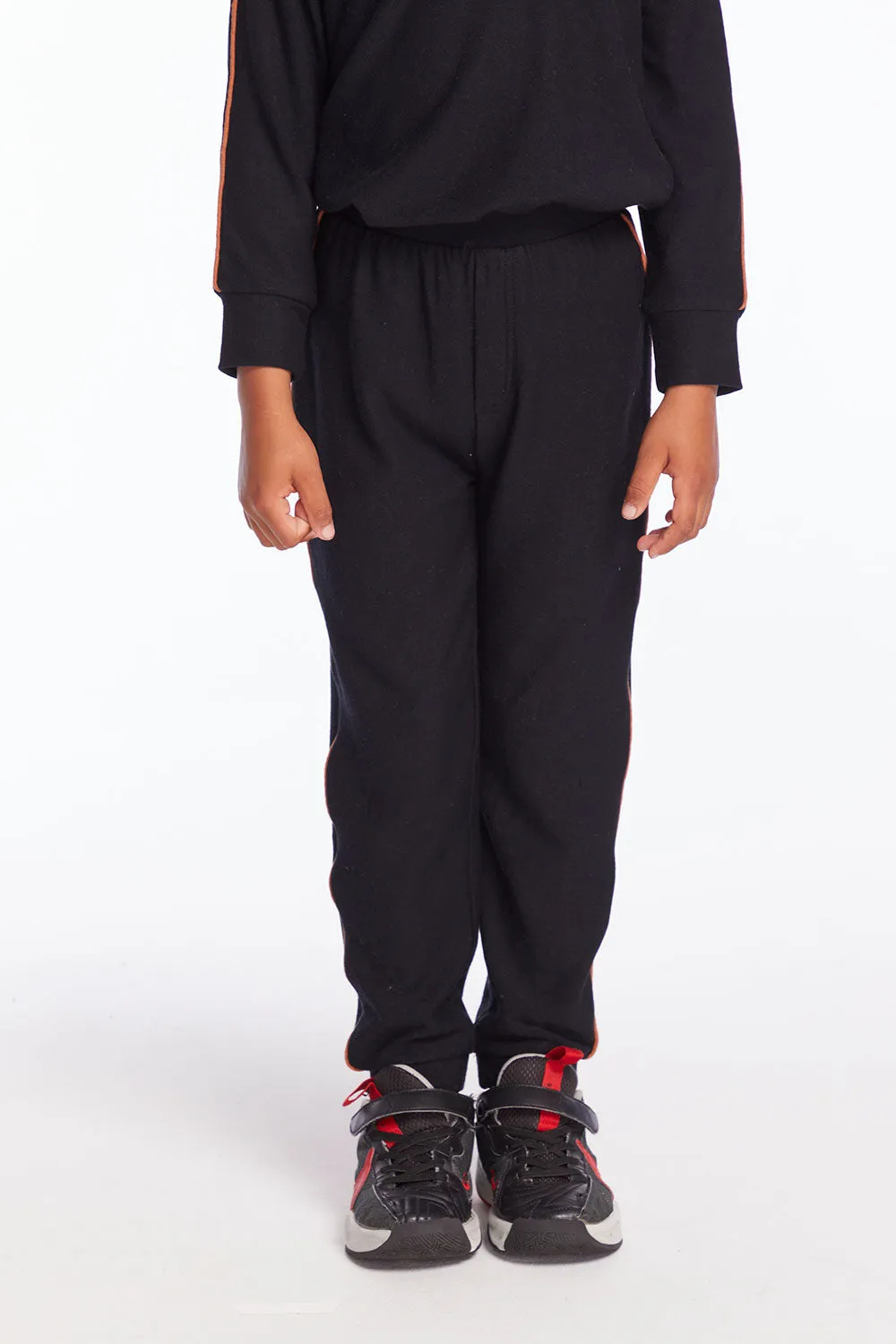 Boys True Black Track Pant with Piping