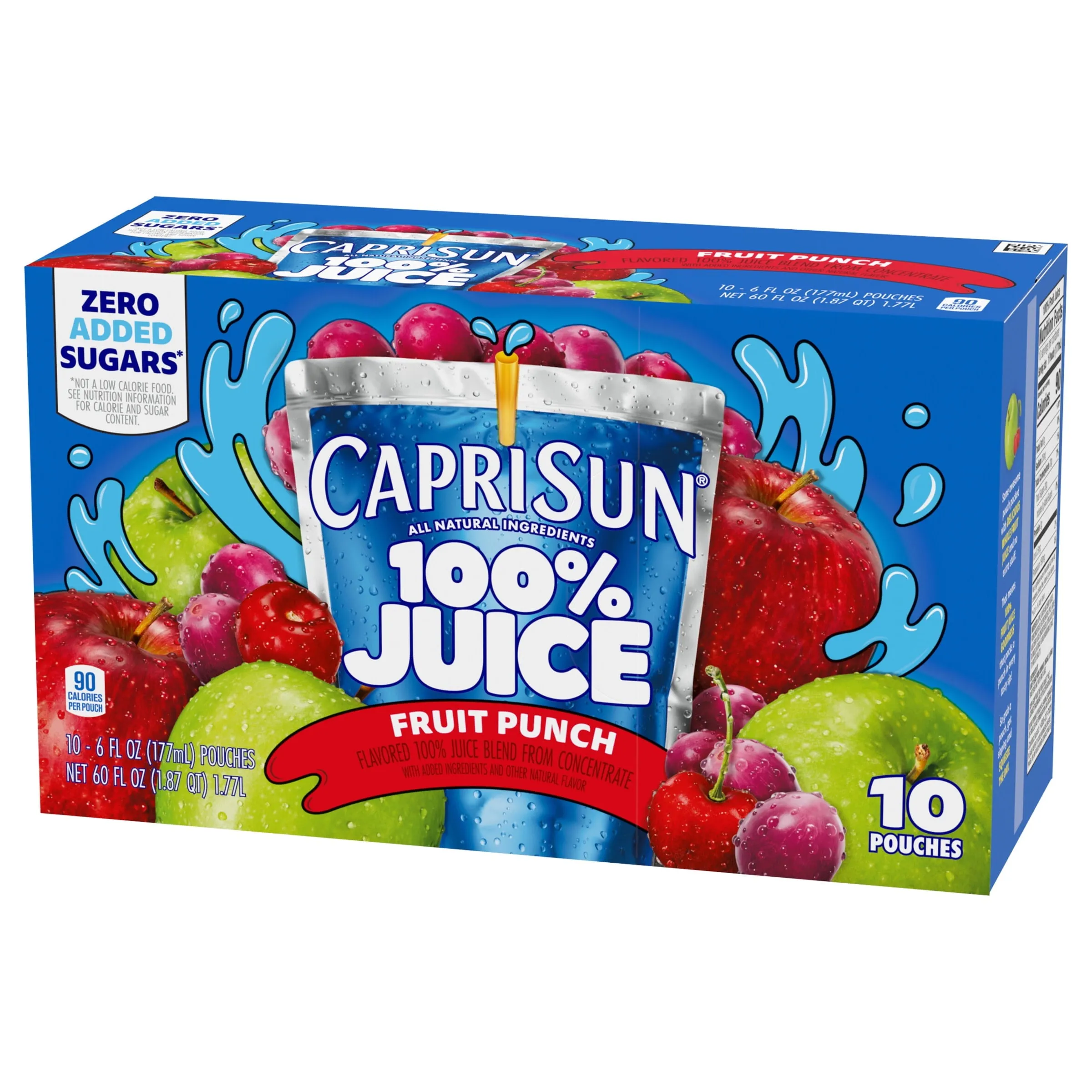 Capri Sun 100% Juice Fruit Punch Juice Box Pouches, 10 ct Box, 6 fl oz Pouches