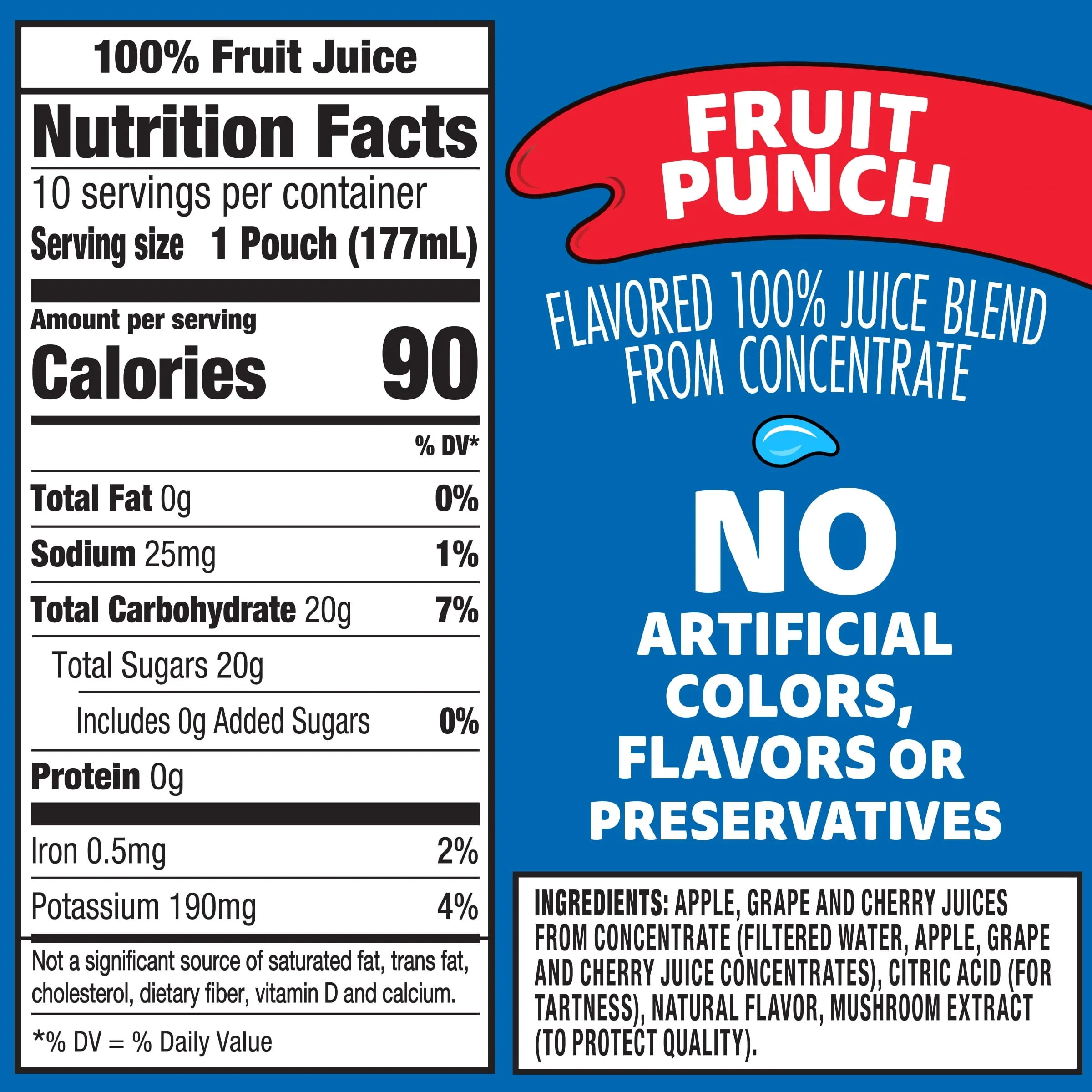 Capri Sun 100% Juice Fruit Punch Juice Box Pouches, 10 ct Box, 6 fl oz Pouches