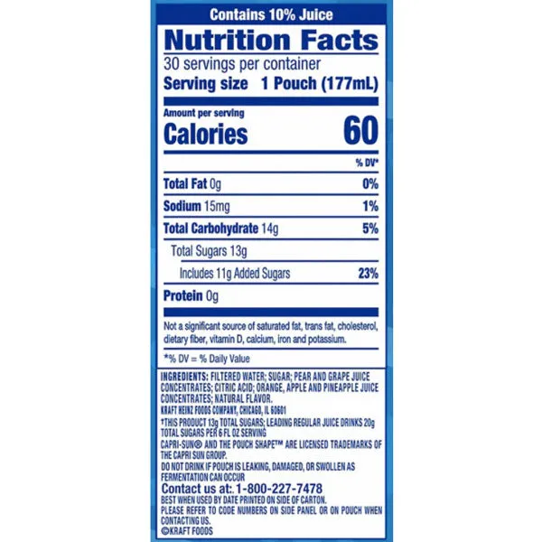 Capri Sun Fruit Punch Naturally Flavored Juice Drink Blend, 30 Ct