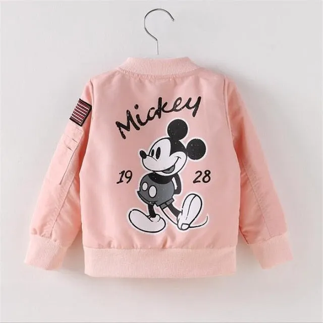 Casual Windproof Kids' Mickey Pattern Denim Jackets