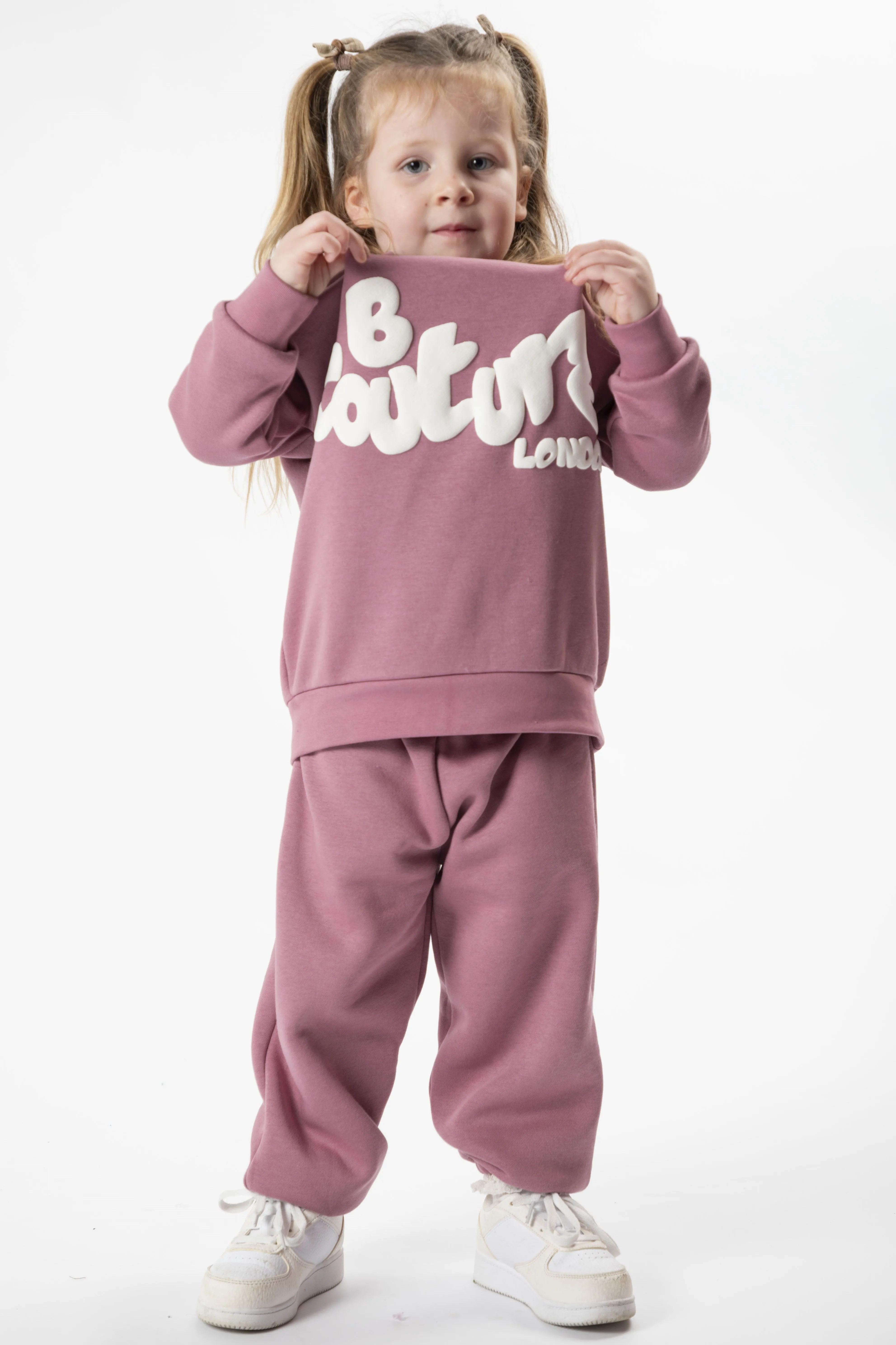 Dorville Fleece Crew Tracksuit Kids - Pink