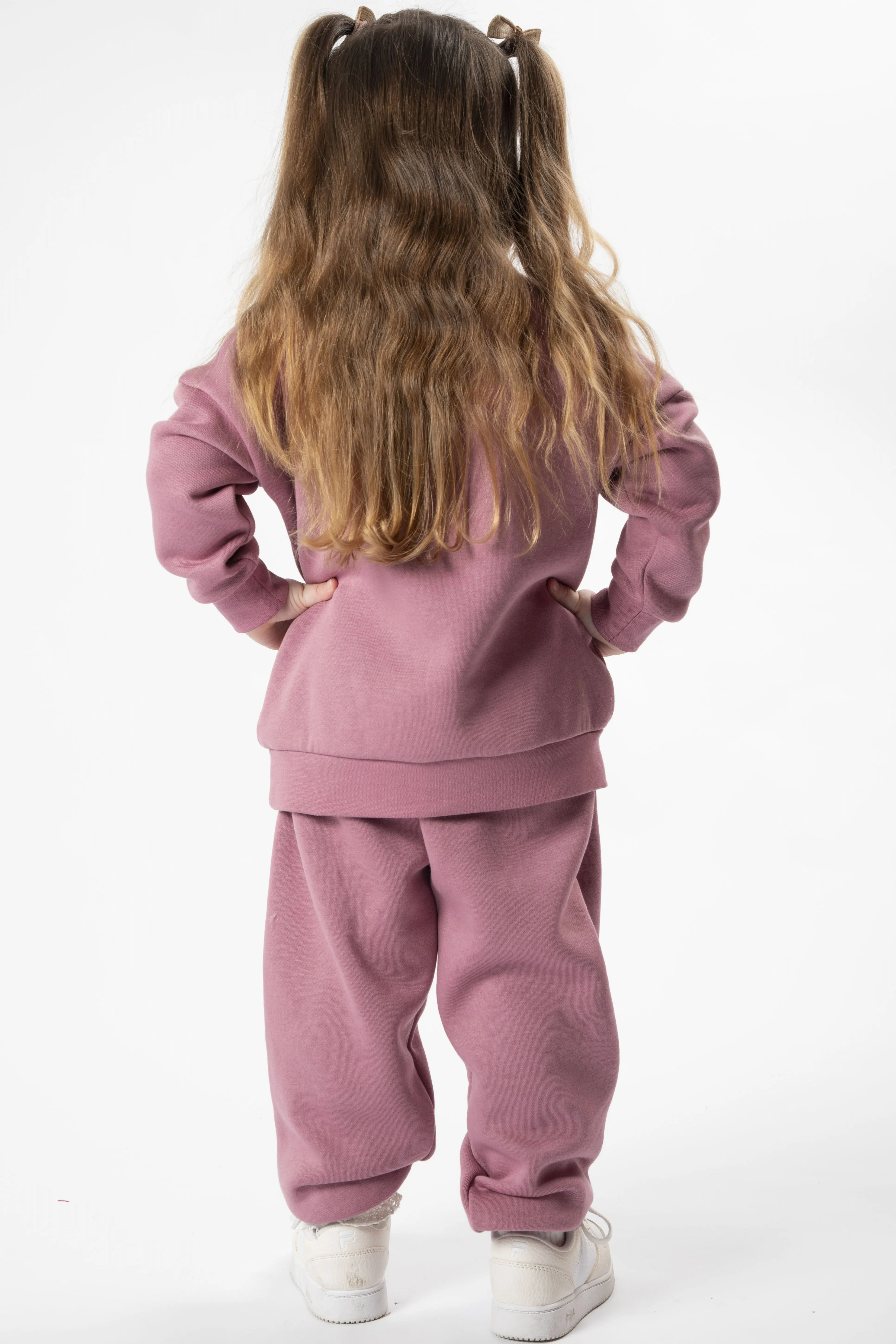 Dorville Fleece Crew Tracksuit Kids - Pink