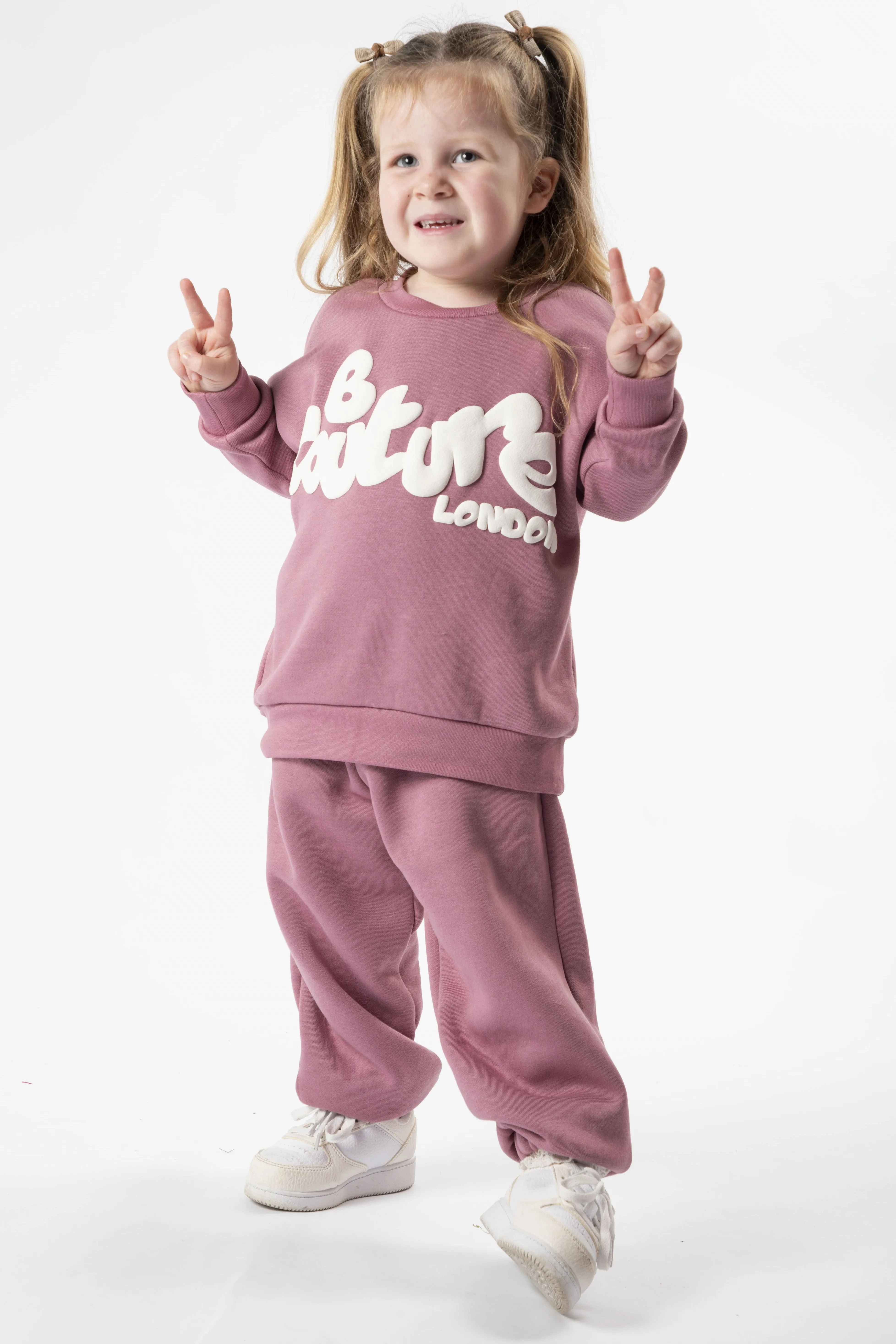 Dorville Fleece Crew Tracksuit Kids - Pink