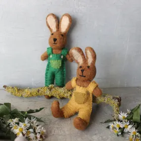 Felt Hare Rabbit in Overalls