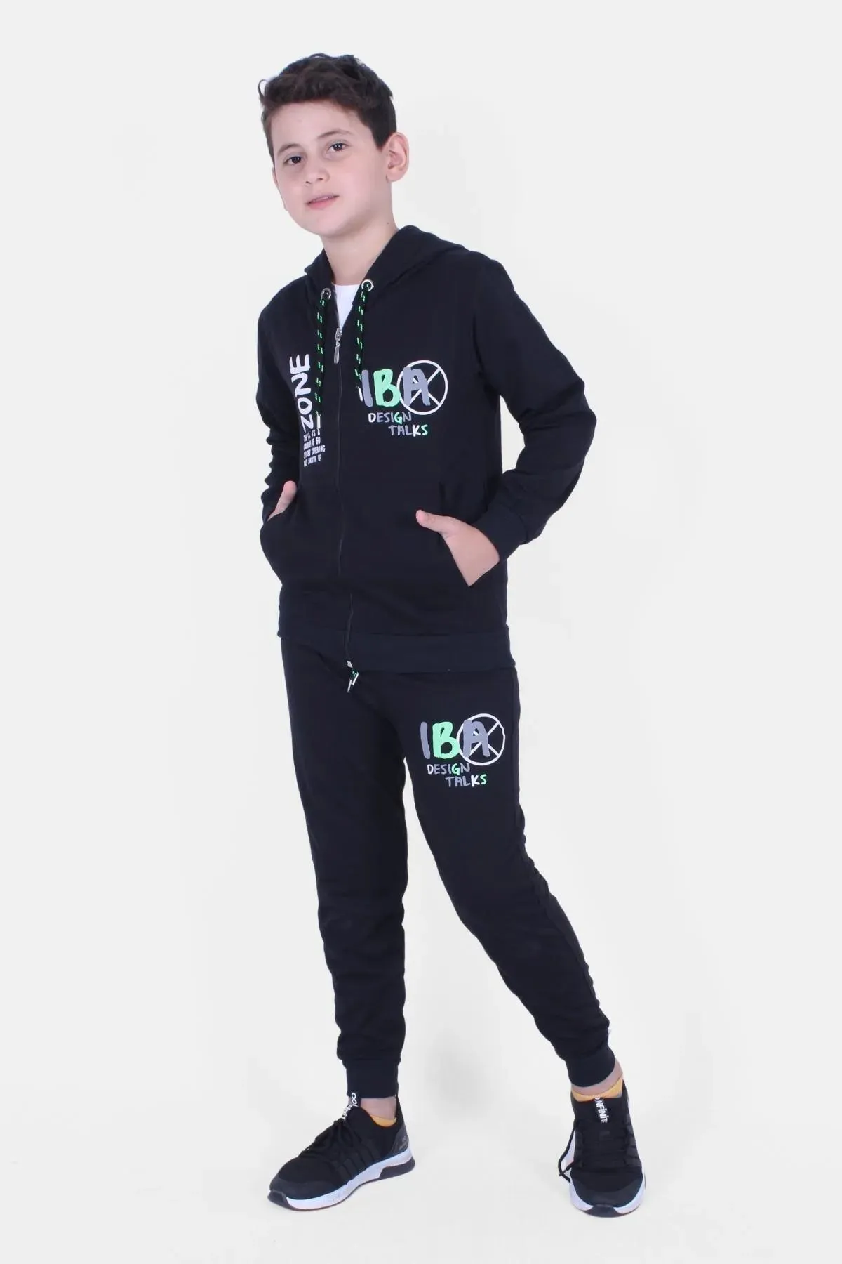 Fyk Kids Boy's Black Hooded Zone Tracksuit