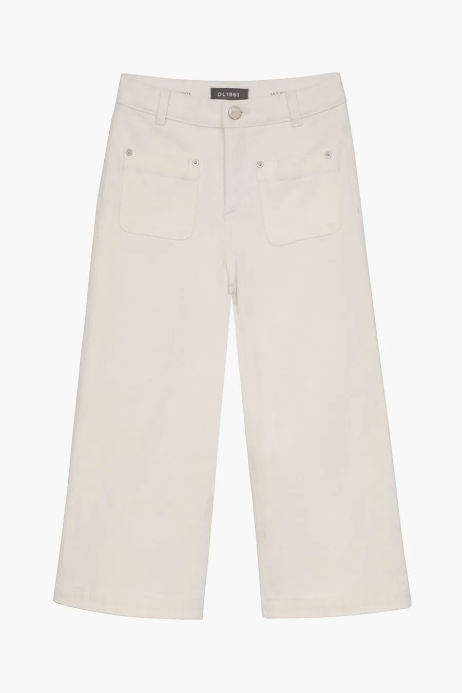 Girls Jeans DL1961 Lily Crop Wide Leg White Tide