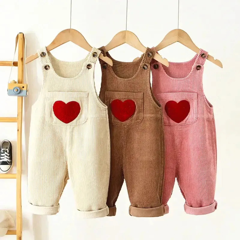 Heartfelt Corduroy Overalls Cozy Love for Fall (12M-5T)