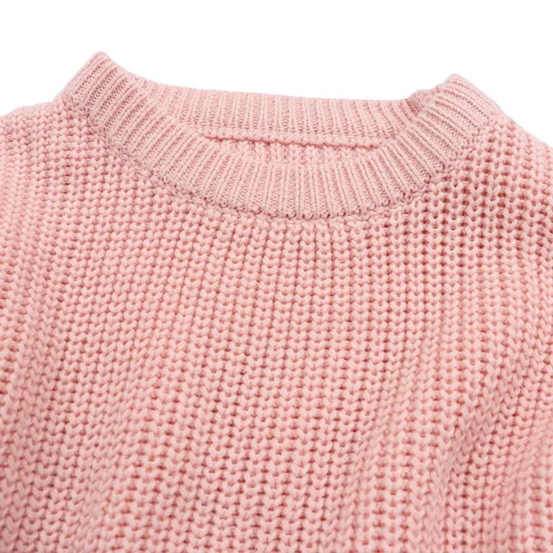 Kids Knitted Sweater Solid Color