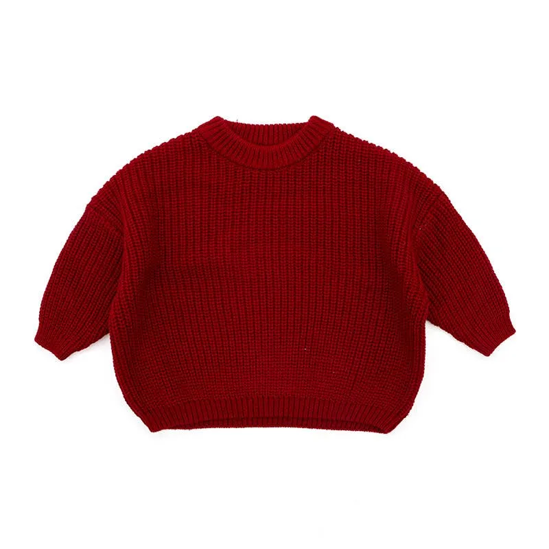 Kids Knitted Sweater Solid Color