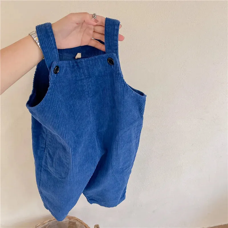 Kids Solid Corduroy Overalls