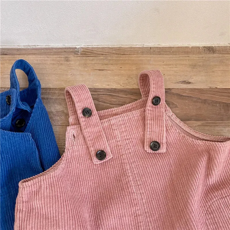 Kids Solid Corduroy Overalls