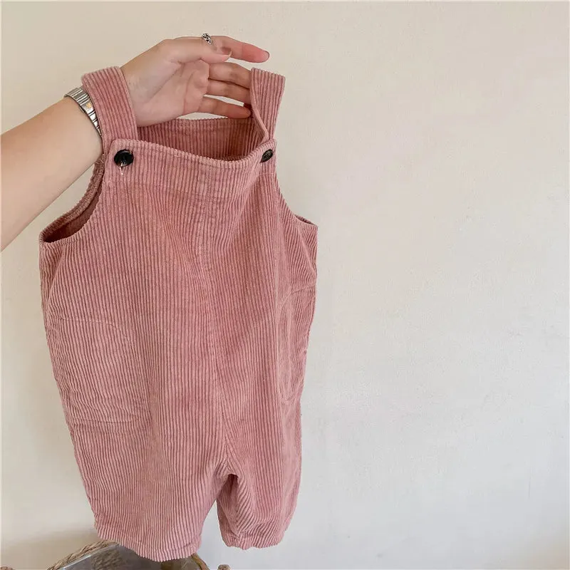 Kids Solid Corduroy Overalls