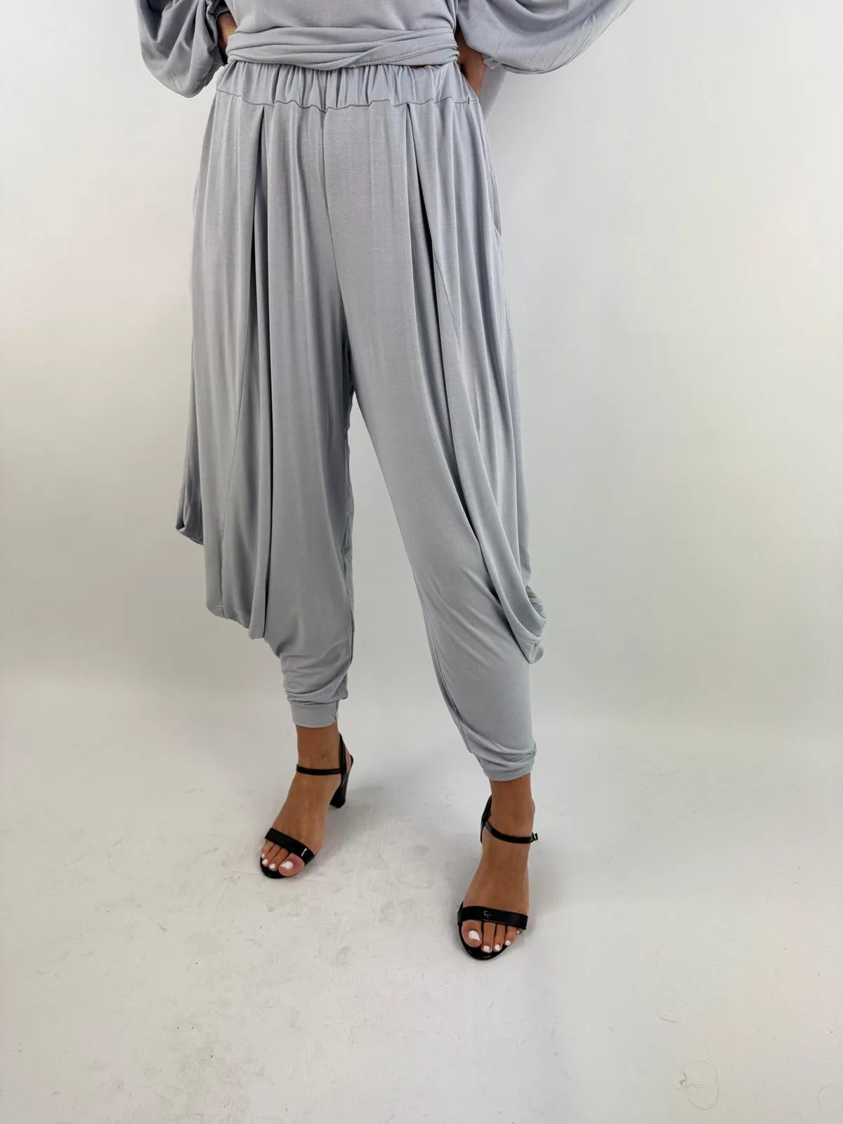 Made in Italy Jersey Harem Pants cuff bottom Lagenlook