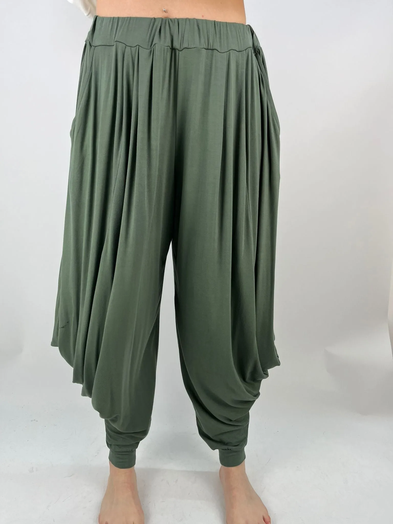 Made in Italy Jersey Harem Pants cuff bottom Lagenlook