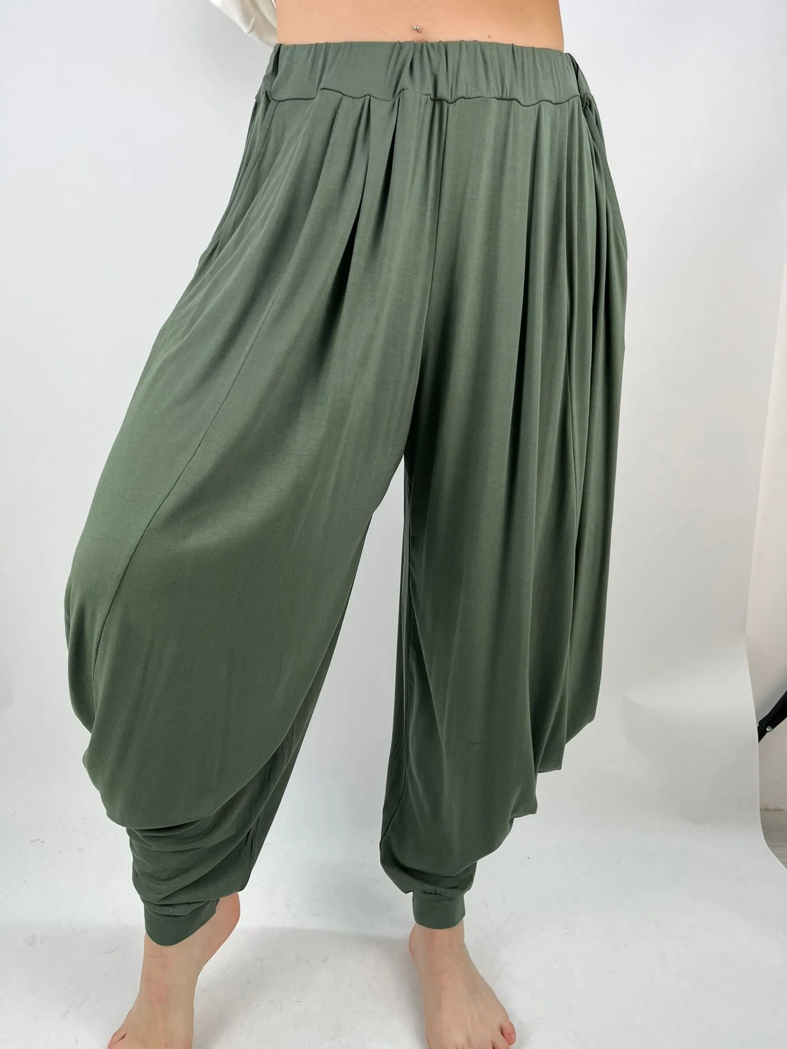 Made in Italy Jersey Harem Pants cuff bottom Lagenlook