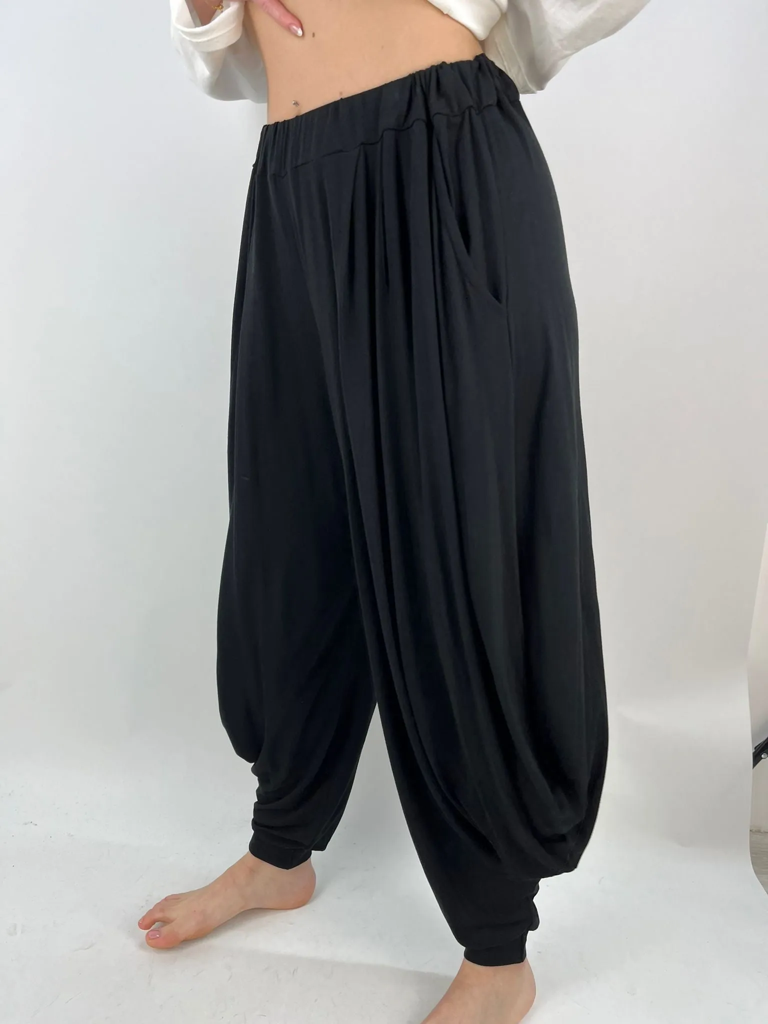 Made in Italy Jersey Harem Pants cuff bottom Lagenlook