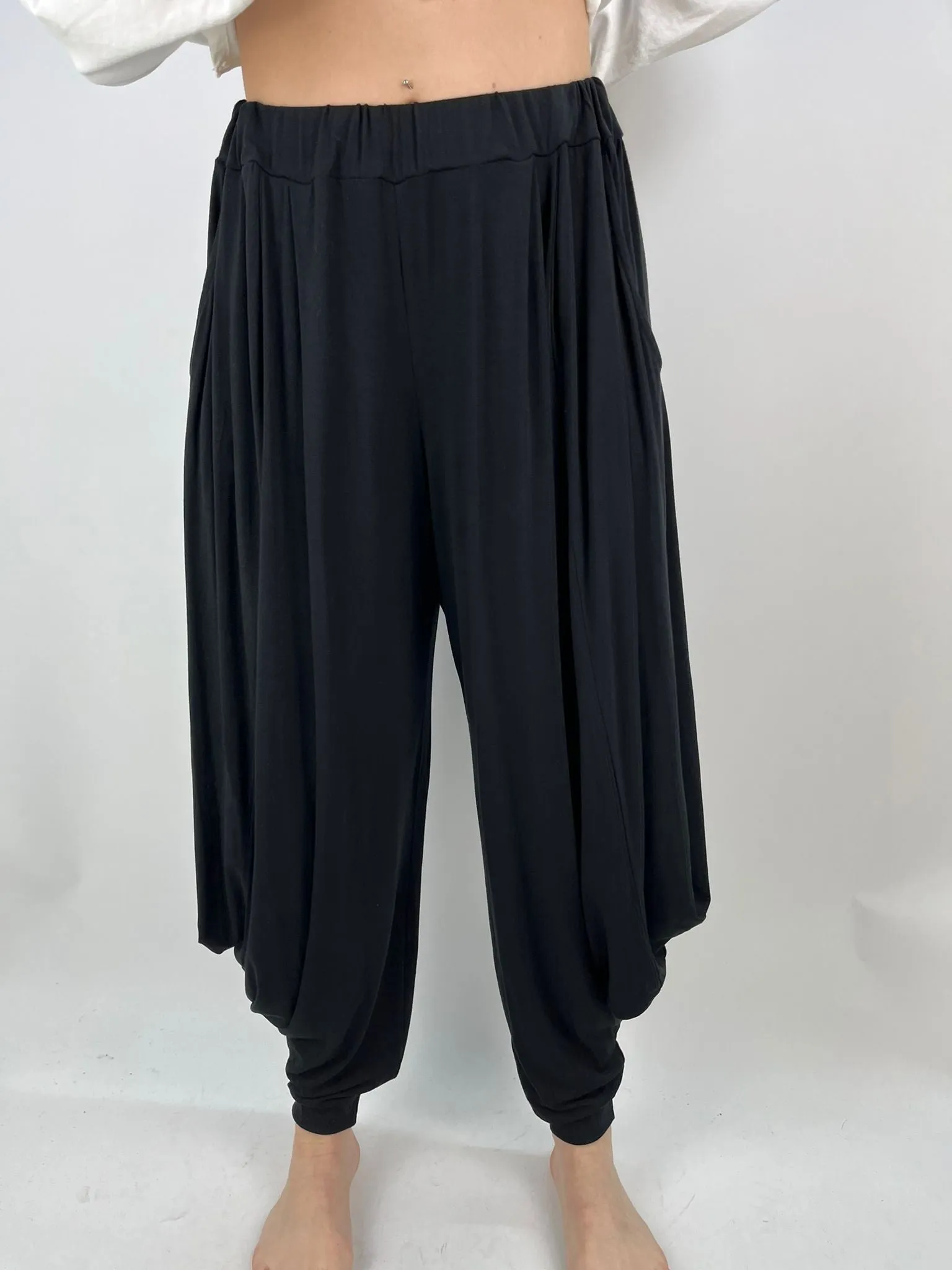 Made in Italy Jersey Harem Pants cuff bottom Lagenlook