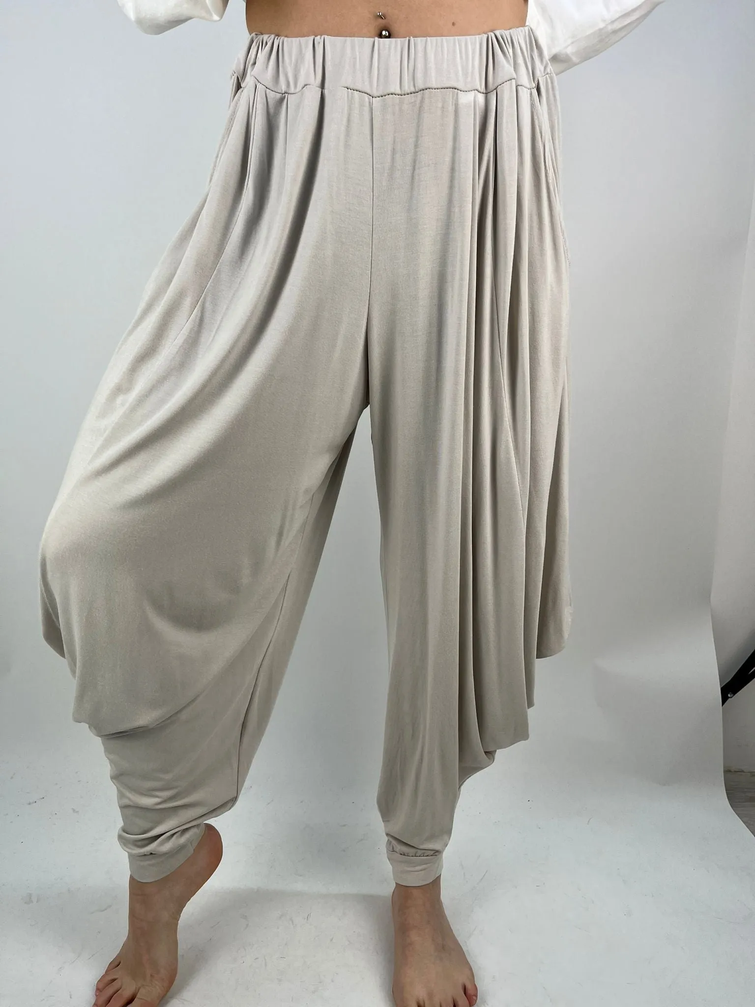 Made in Italy Jersey Harem Pants cuff bottom Lagenlook