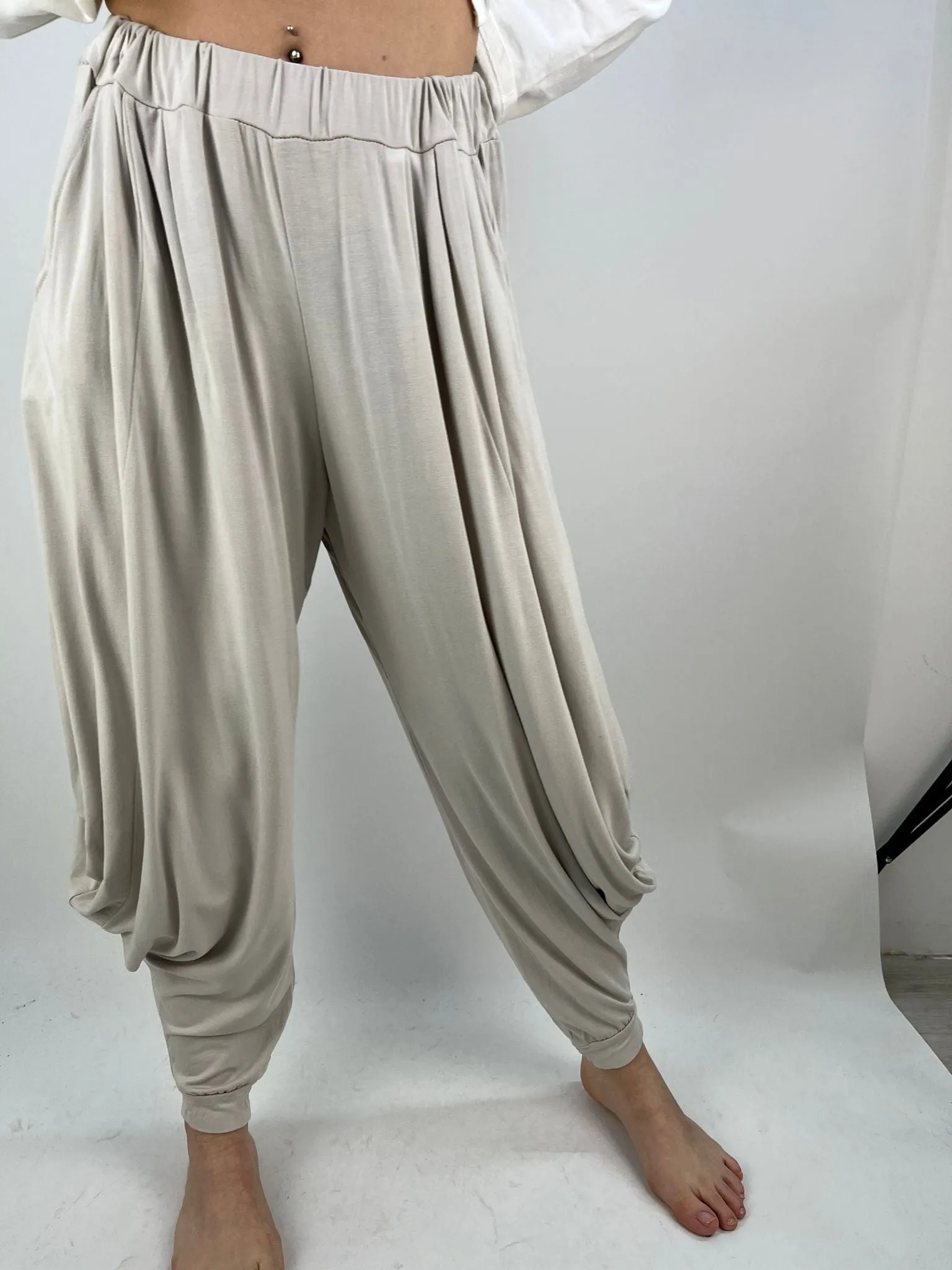 Made in Italy Jersey Harem Pants cuff bottom Lagenlook