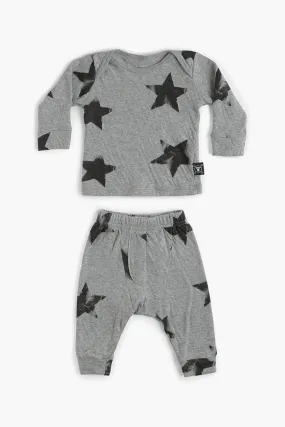 Nununu Soft Faded Star Baby Set - Heather Grey (Size 6/12M left)