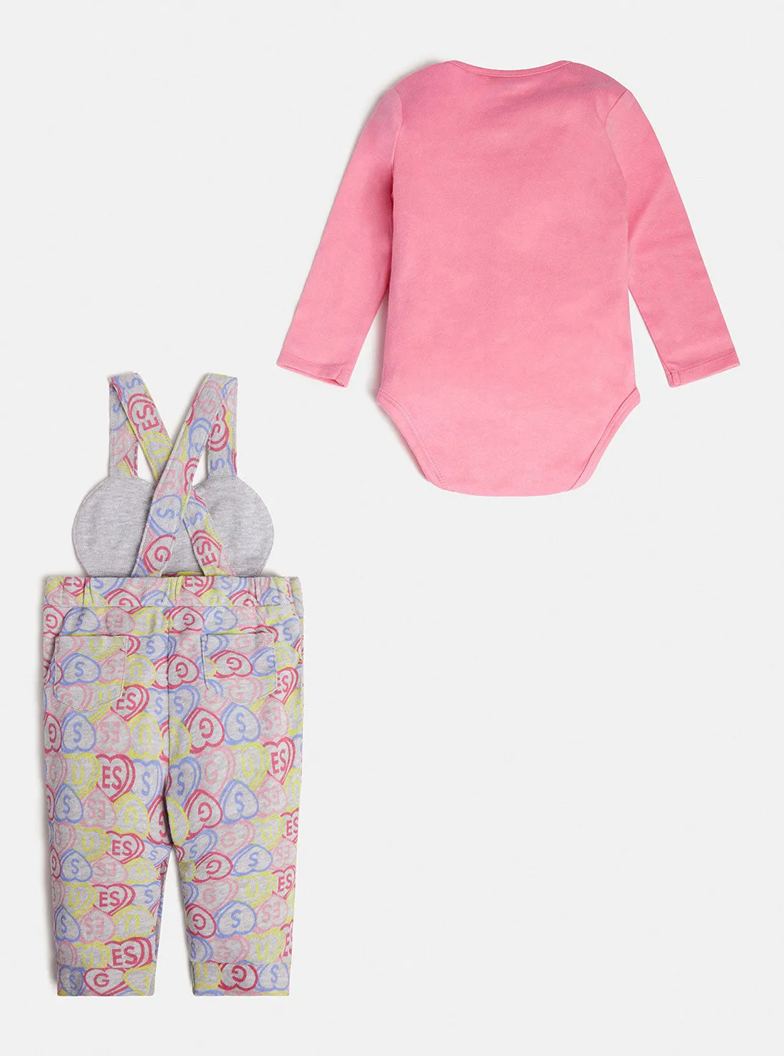 Pink Logo Onesie And Overall 2-Piece Set (0-12m)