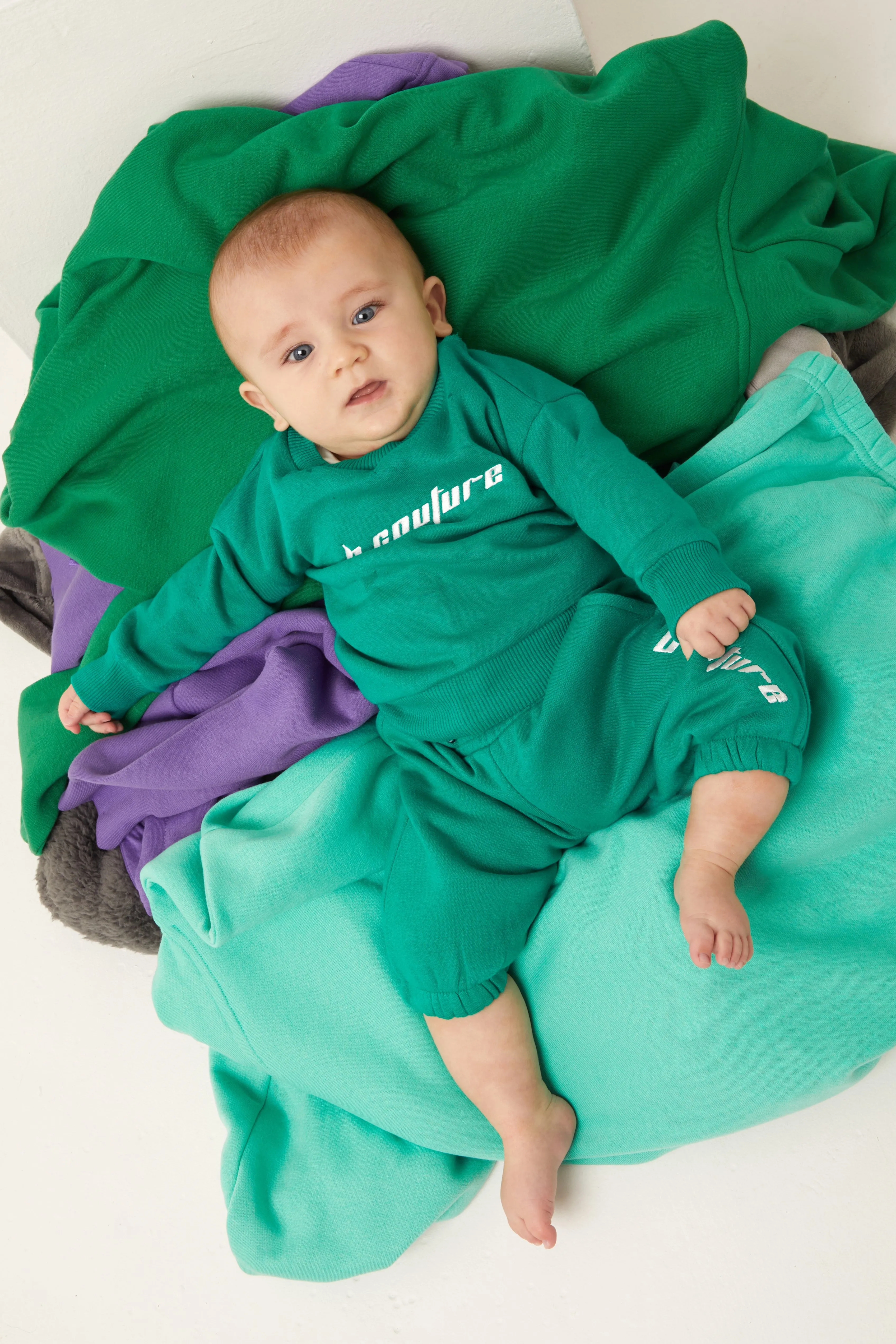 Plympton Fleece Crew Tracksuit Infant - Vivid Green