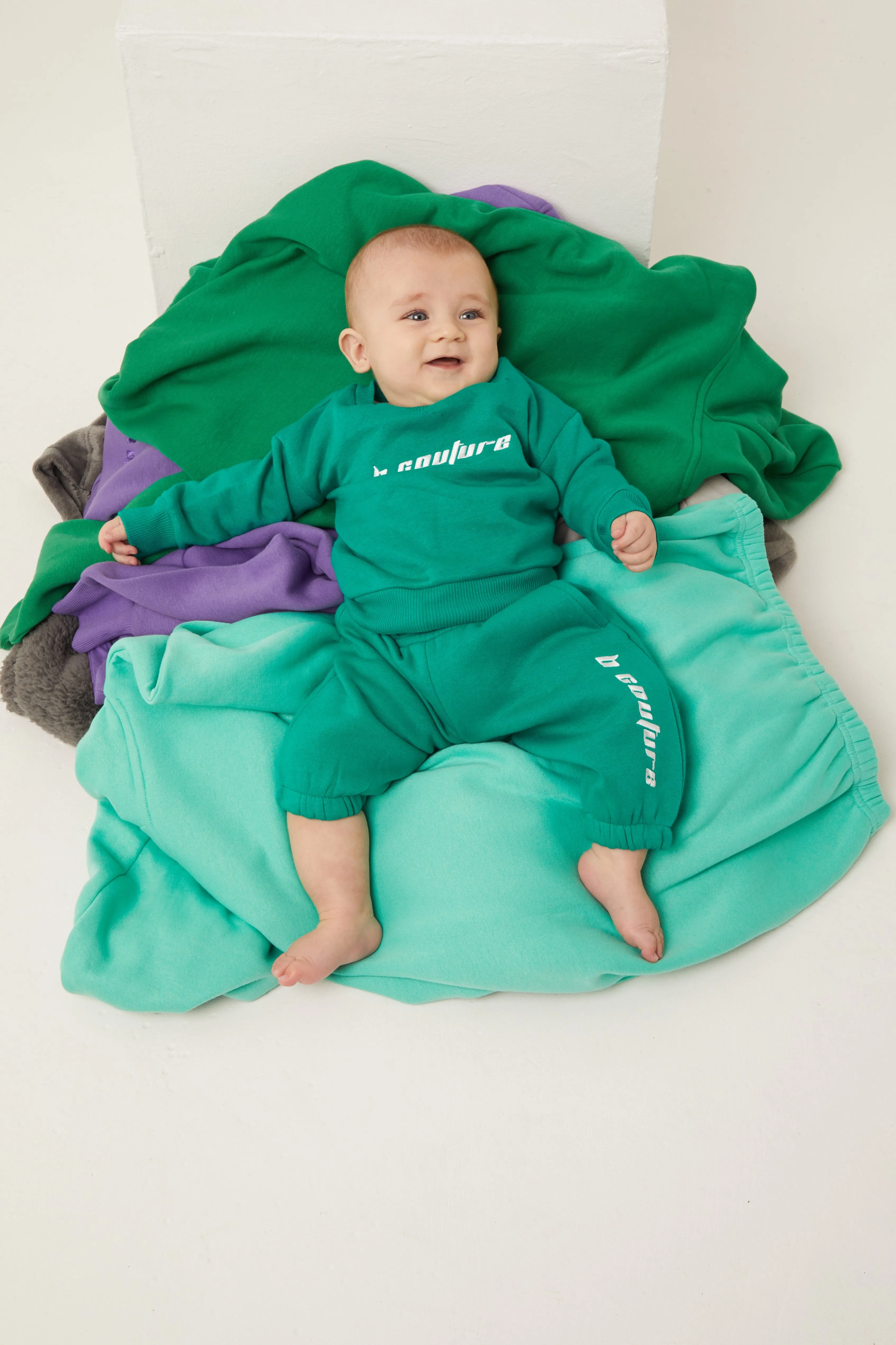 Plympton Fleece Crew Tracksuit Infant - Vivid Green