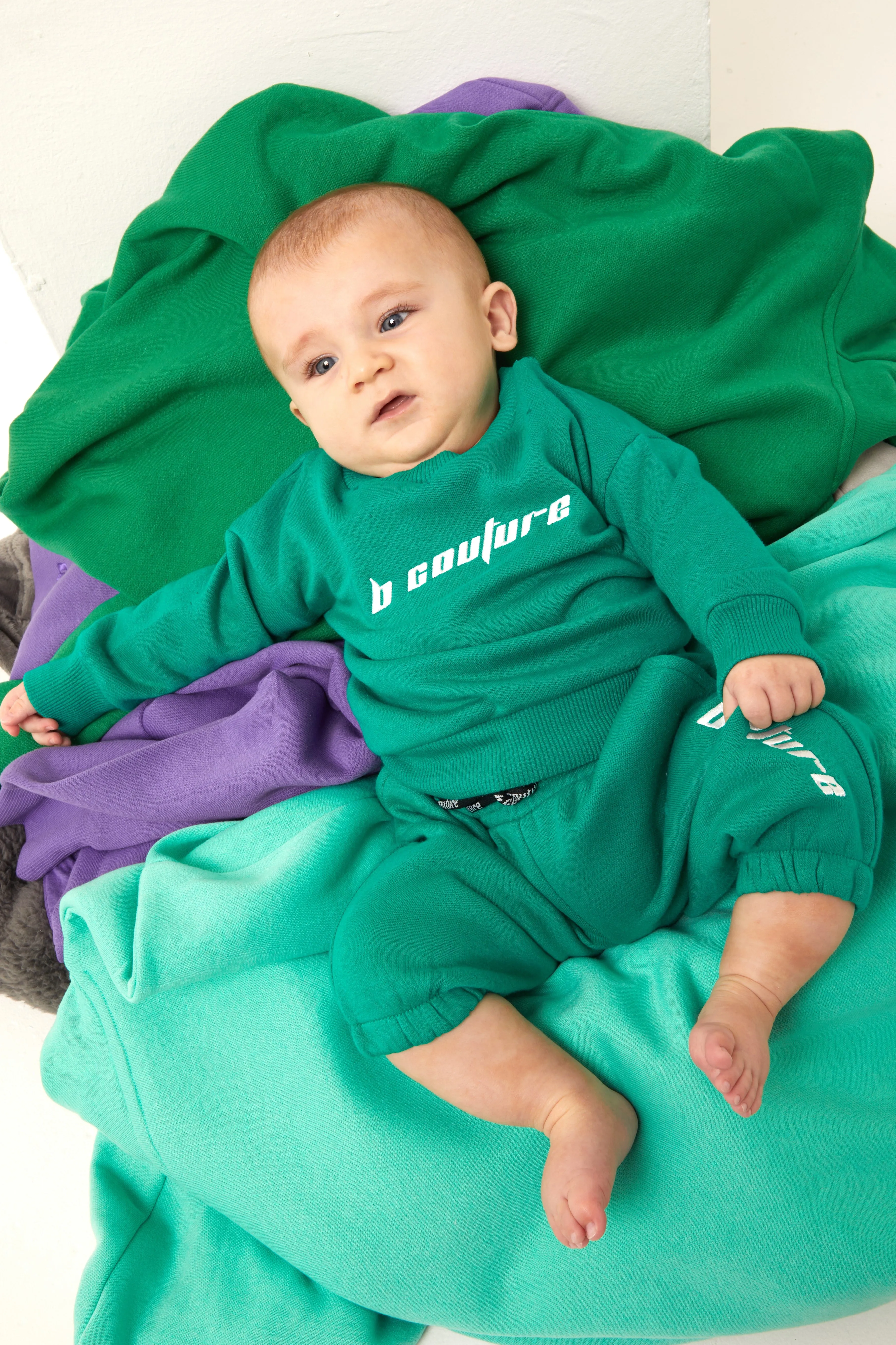 Plympton Fleece Crew Tracksuit Infant - Vivid Green