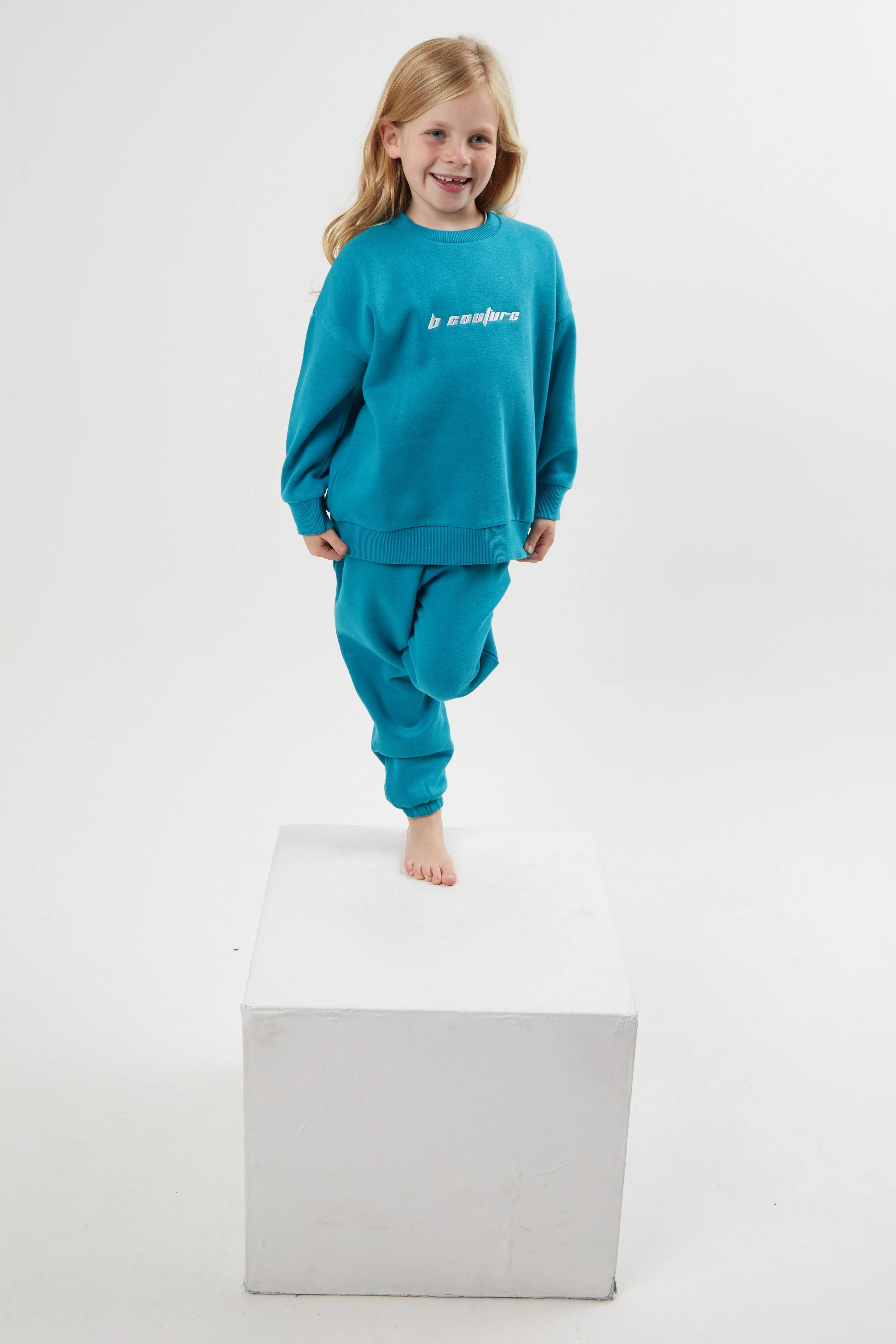 Plympton Fleece Crew Tracksuit Kids - Teal