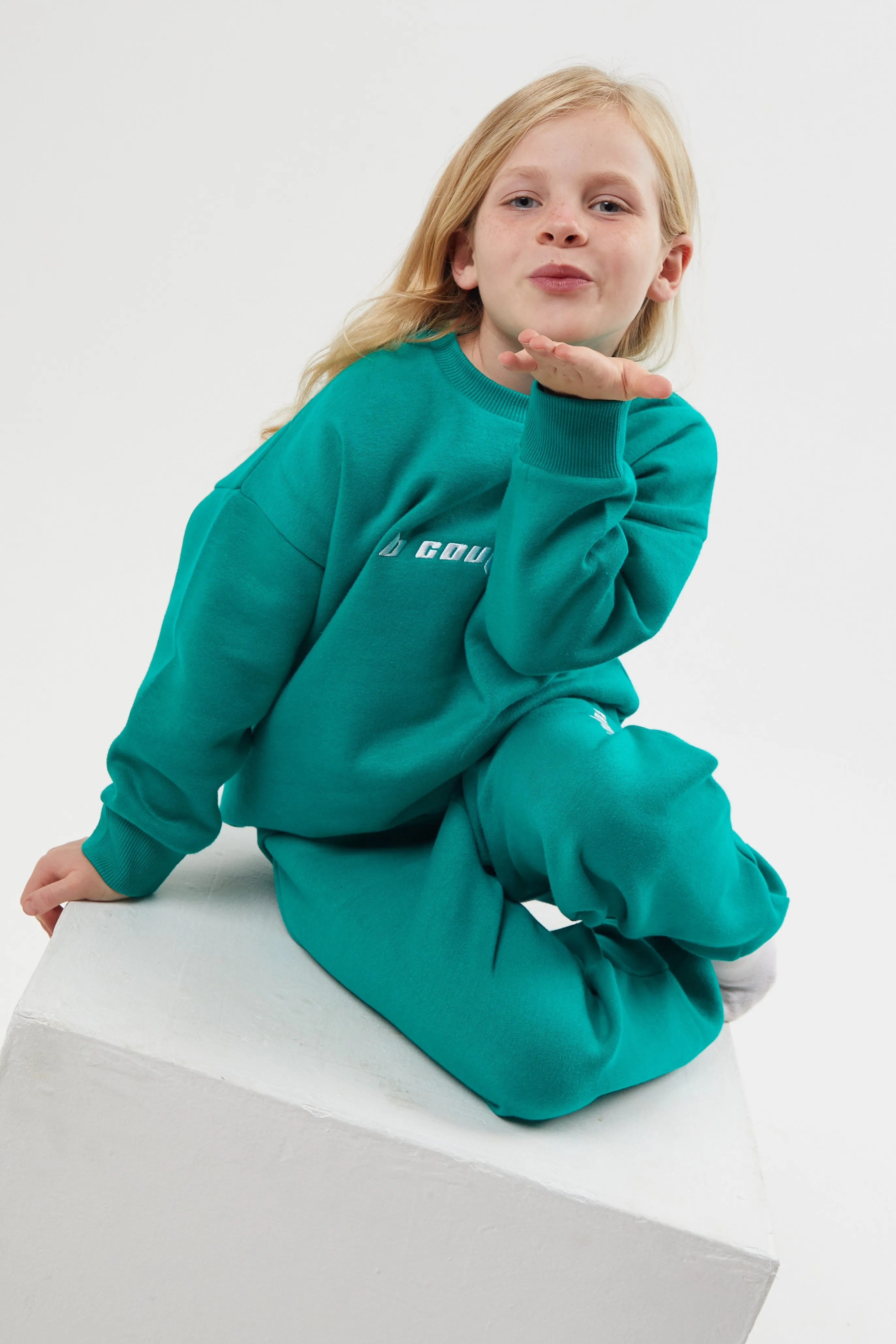 Plympton Fleece Crew Tracksuit Kids - Vivid Green