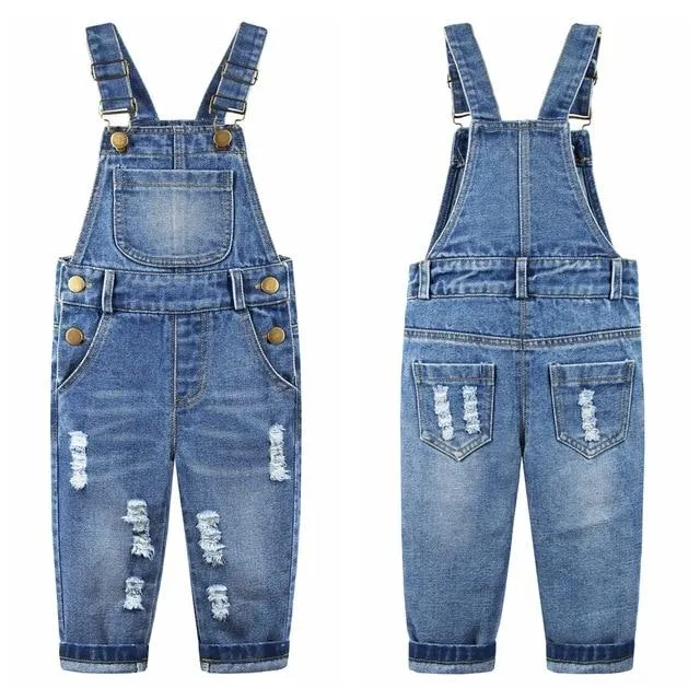 Ripped Denim Overalls range of styles Baby to Kids 9m - 5 years