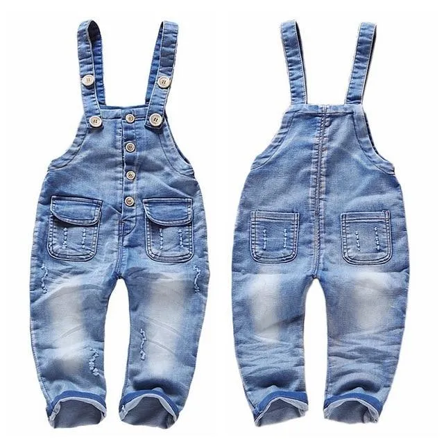 Ripped Denim Overalls range of styles Baby to Kids 9m - 5 years