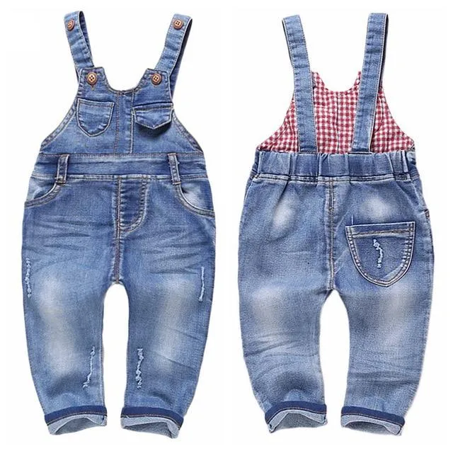 Ripped Denim Overalls range of styles Baby to Kids 9m - 5 years