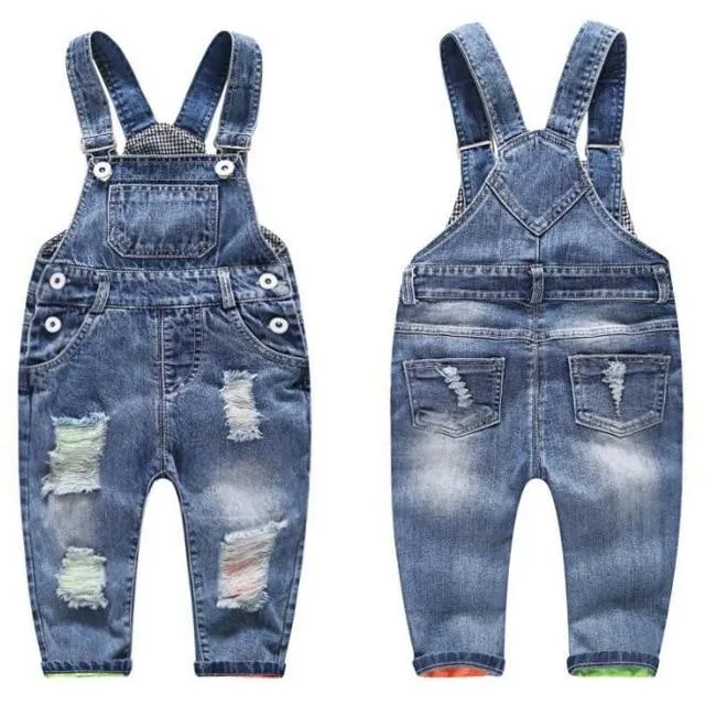 Ripped Denim Overalls range of styles Baby to Kids 9m - 5 years