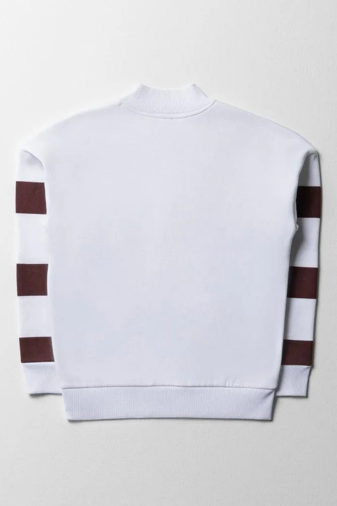 Stripe Quarter Zip Tracktop White