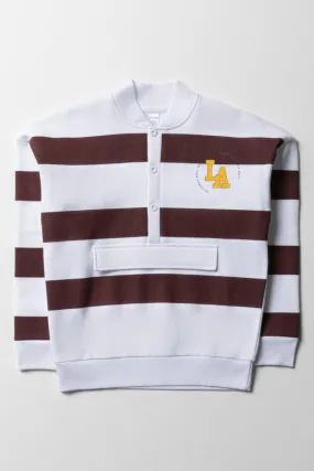 Stripe Quarter Zip Tracktop White