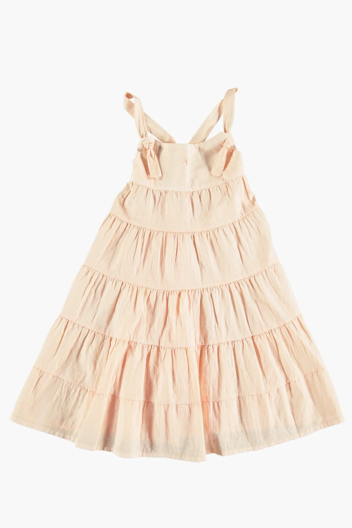 Tocoto Vintage Tiered Linen Girls Dress