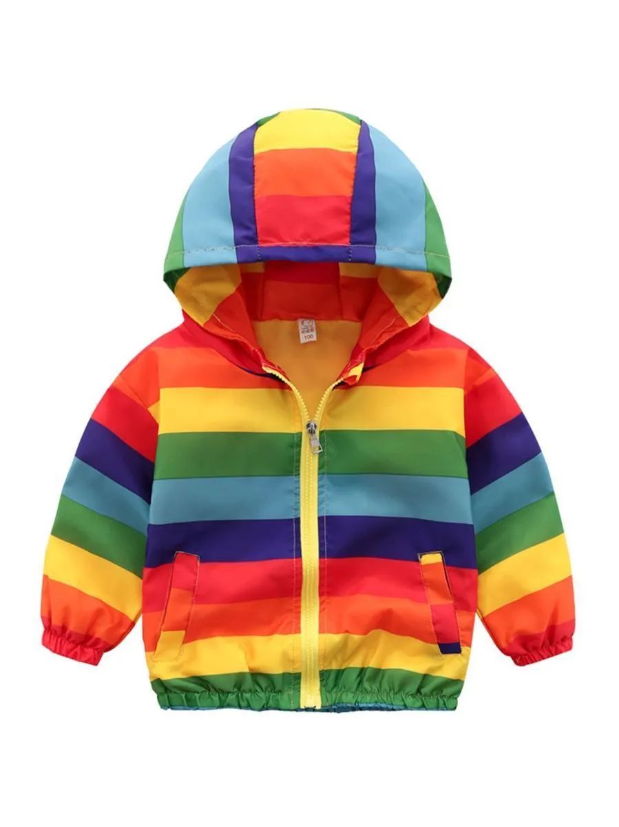 Toddler Boy Rainbow Color Hooded Jacket