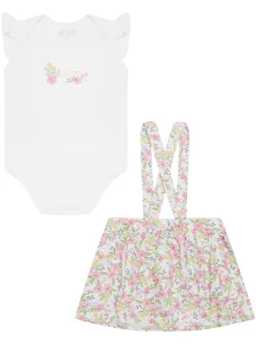 White Floral Print Onesie and Skirt Set (0-12M)