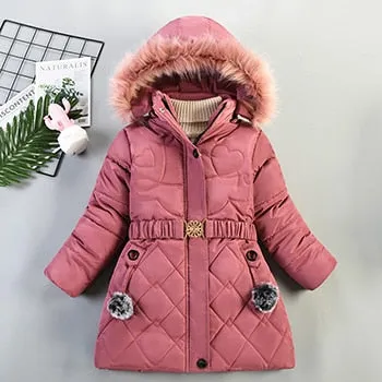 Winter Girls Jacket Keep Warm Hooded Windproof Outerwear